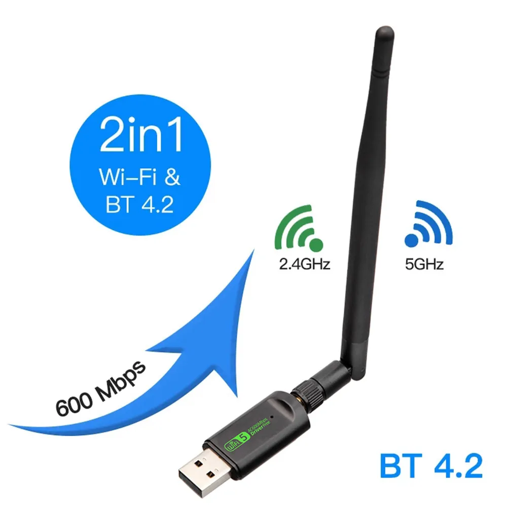 Kebidu 600 Мбит/с мини usb wifi адаптер сетевые карты 5 8 ГГц 2 4 двухдиапазонный Bluetooth в 1