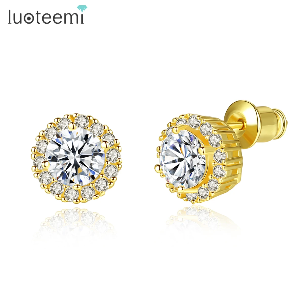 LUOTEEMI новые модные классические круглые серьги-гвоздики белого и золотого цвета