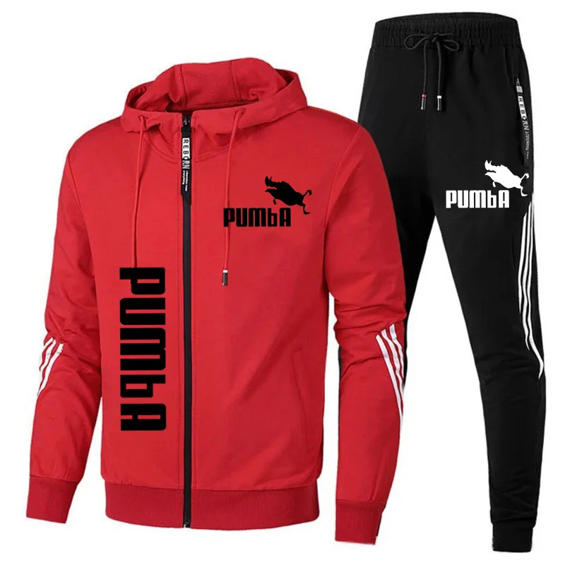 2023 Spring Autumn Brand PUMBA Set Men Zipper Hoodie+Pants 2 Piece Set Casual Gym Fitness Jogging Sportswear Sets Men Clothing