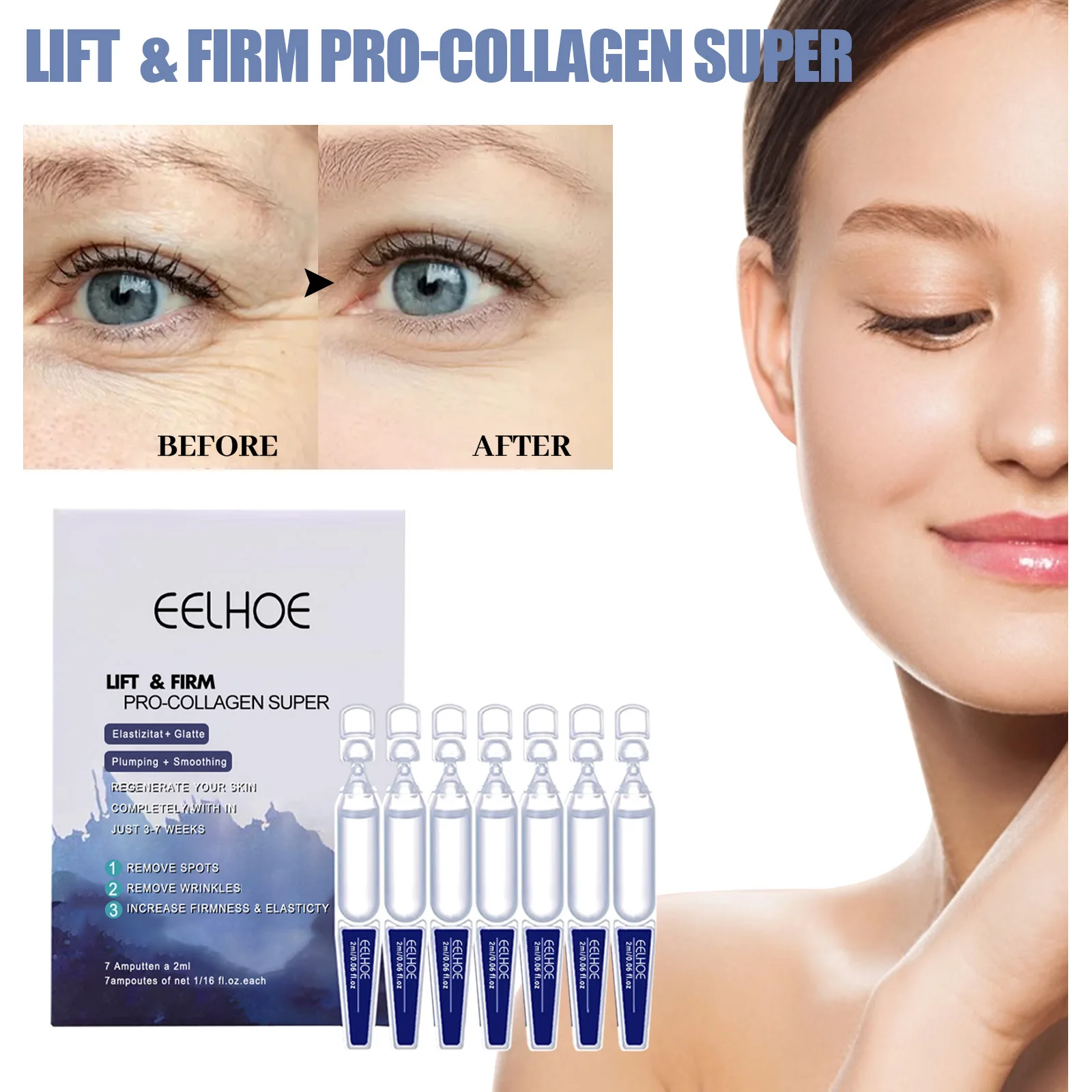 

Collagen Facial Anti-Wrinkle Serum Firming Lifting Anti-Aging Essence Repair Spots Lighten Fine Lines Ceramides Skin Care