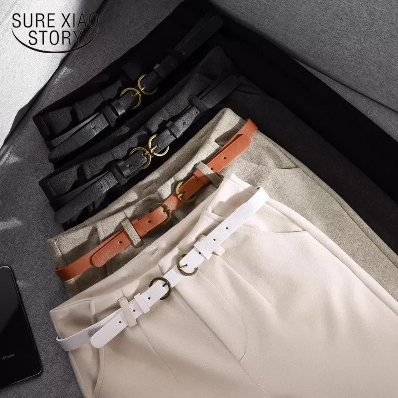 

Новинка 2022, зимние шерстяные брюки, весна, новинка, корейский стиль, женские узкие шаровары с высокой талией и поясом, женские теплые длинные...