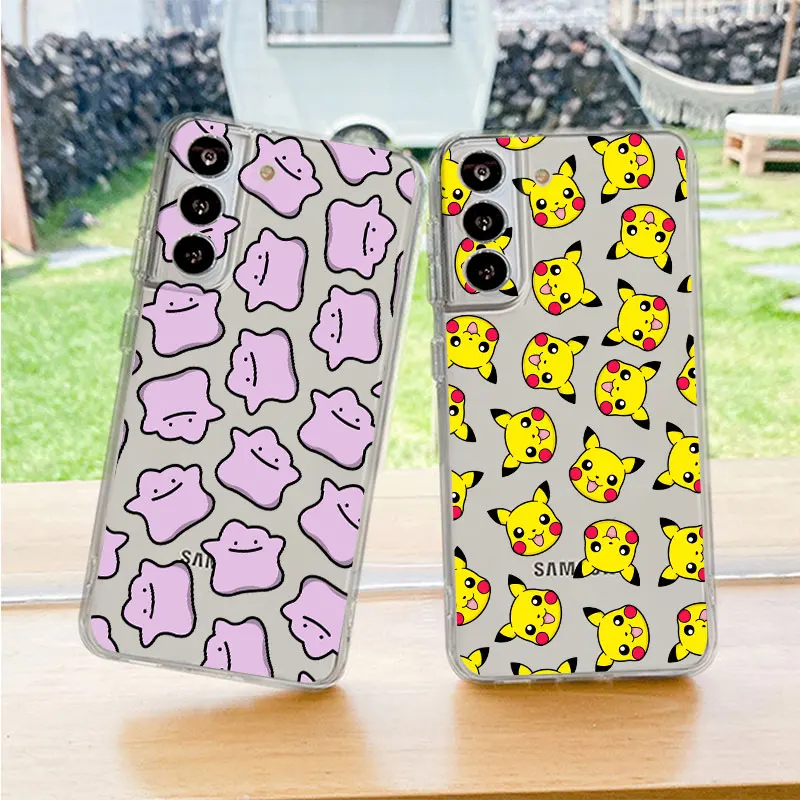 

Clear Case For Samsung Galaxy S22 S20 FE S21 Note 20 Ultra 10 Lite S10 S9 Plus Transparent Phone Shell Pokemon Pikachu Cartoon