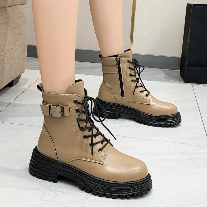 

Botas Mujer Invierno 2023 New Winter Women's Boots Lace Up Booties Shoes for Women Fashion Ankle Boots Ladies Botas De Mujer