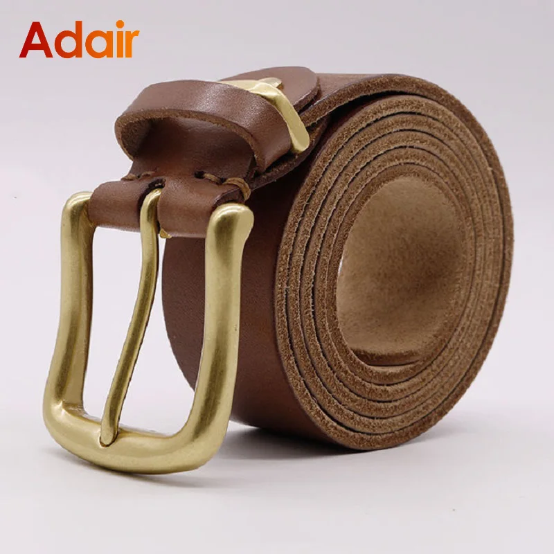 

Ремень из натуральной кожи TM096 мужской, винтажный дизайнерский пояс с 100% натуральной лицевой поверхностью для джинсов, Модный повседневный ...