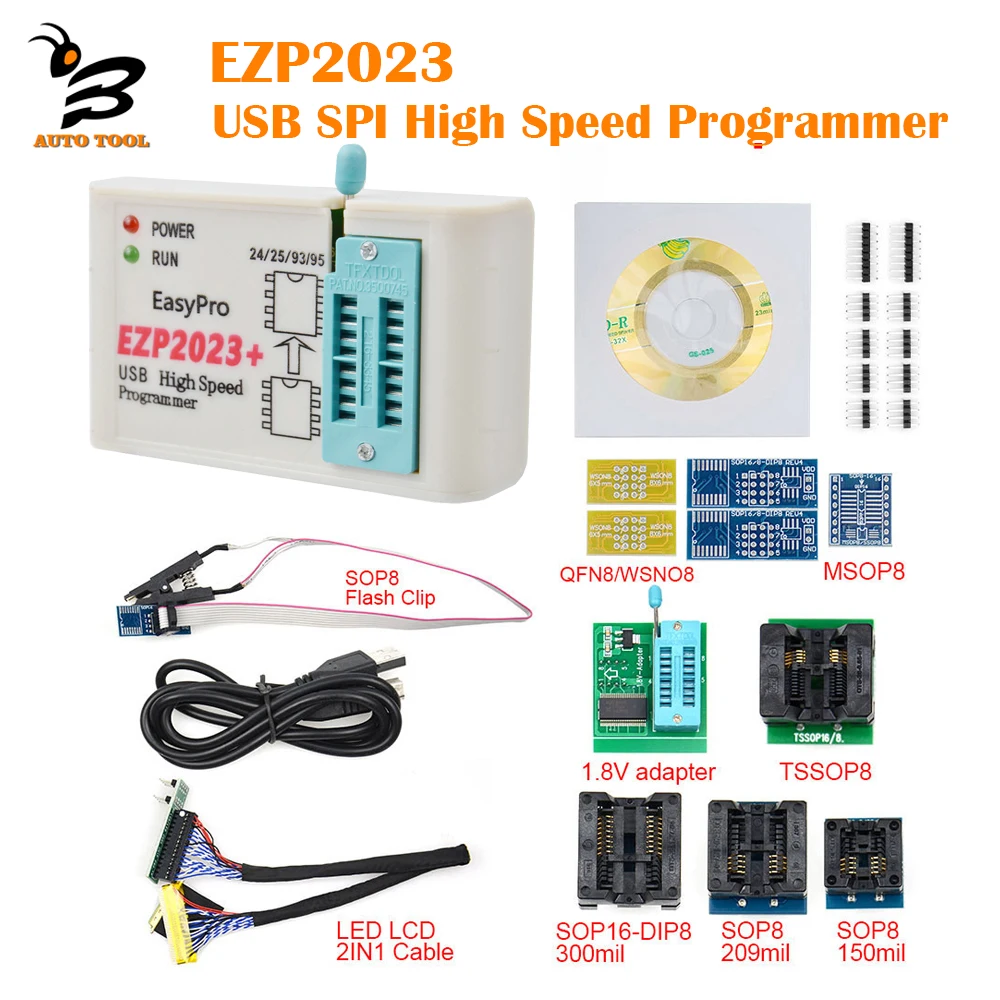 

EZP2023 USB SPI High Speed Programmer with Adapter Support 24 25 93 95 EEPROM Flash Bios for Windows 2000 XP Vista 7 8 10