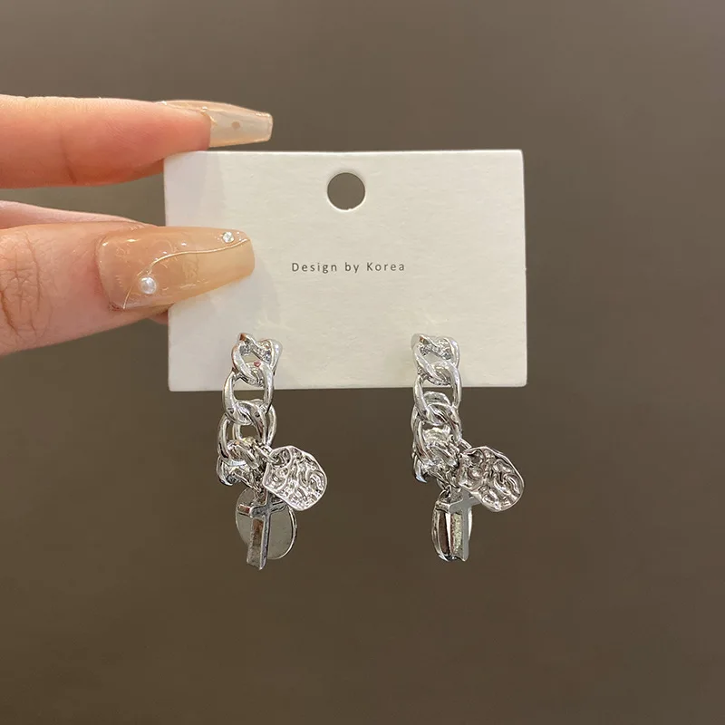 Europe and The United States Cross Circle Earrings Female Hundred Match Personality Fashion New Temperament Jewelry Wholesale