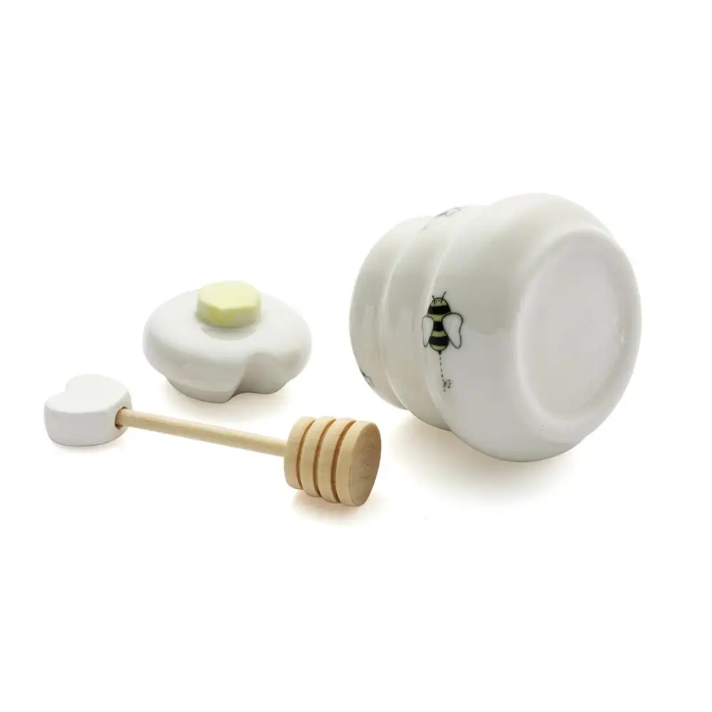 Керамическая медовница X100 Delicate Honey Pot с ложками для меда, подарки для гостей на день рождения, свадьбу, вечеринку, красивая упаковка (art.: 3920dc016f62c) - 3920dc016f62c