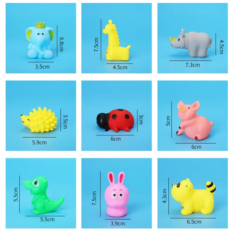 10/5Pcs Baby Cute Animals Bath Toy Swimming Water Toys Soft Rubber Float Squeeze Sound Kids Wash Play Funny Squeaky Bathing Gift images - 6