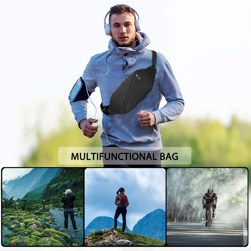 EURCOOL Chest Bag Man Waterproof Shoulder Bag Husband Fashion Men’s Waist Packs For Outdoor Travel Work Men Large Messenger Bag