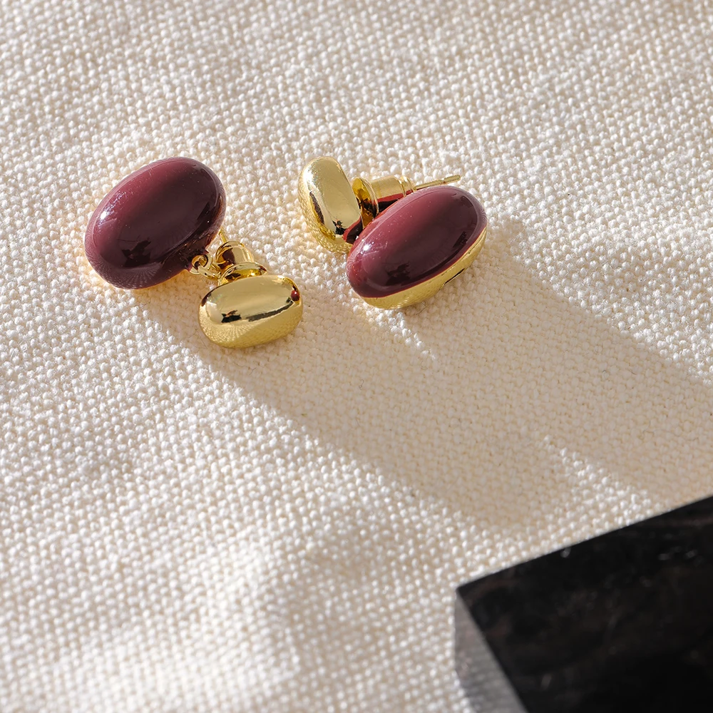 Серьги-подвески Mchic бордовые из меди