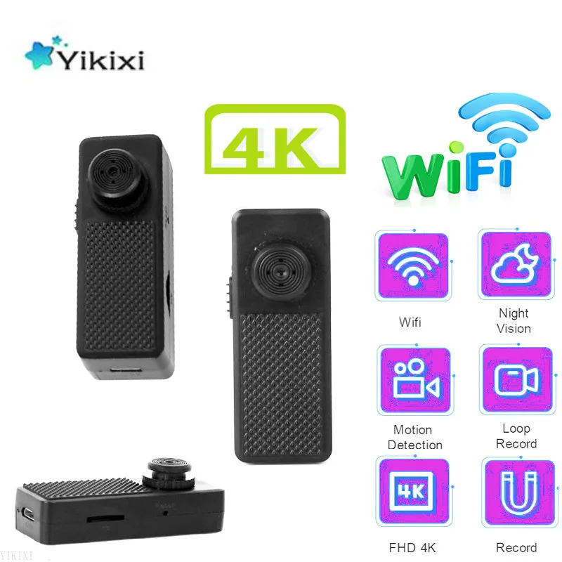 

Миниатюрная ip-камера с разрешением FULL HD, 4K, Wi-Fi, маленькая P2P Видеокамера с кнопкой монитора и датчиком движения, видеорегистратор H.264