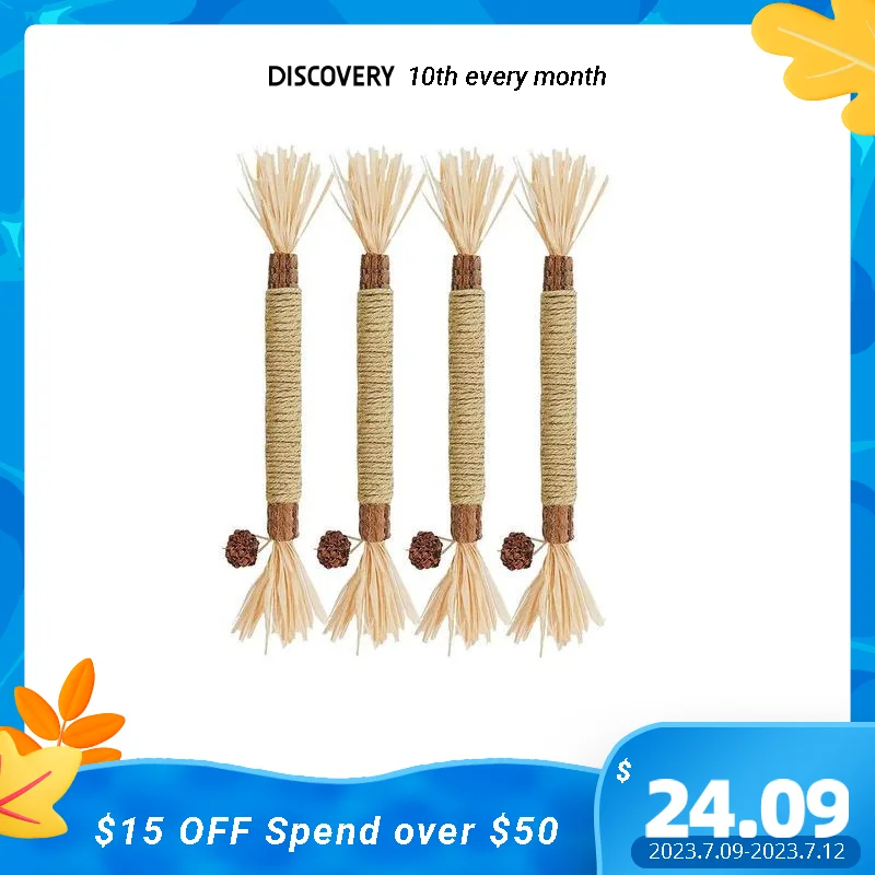 

4pcs Stick Durable Kitten Clean Teeth Dental Cat Chew Toy Silver Vine Play Pet Supplies Stress Relief Interactive Portable