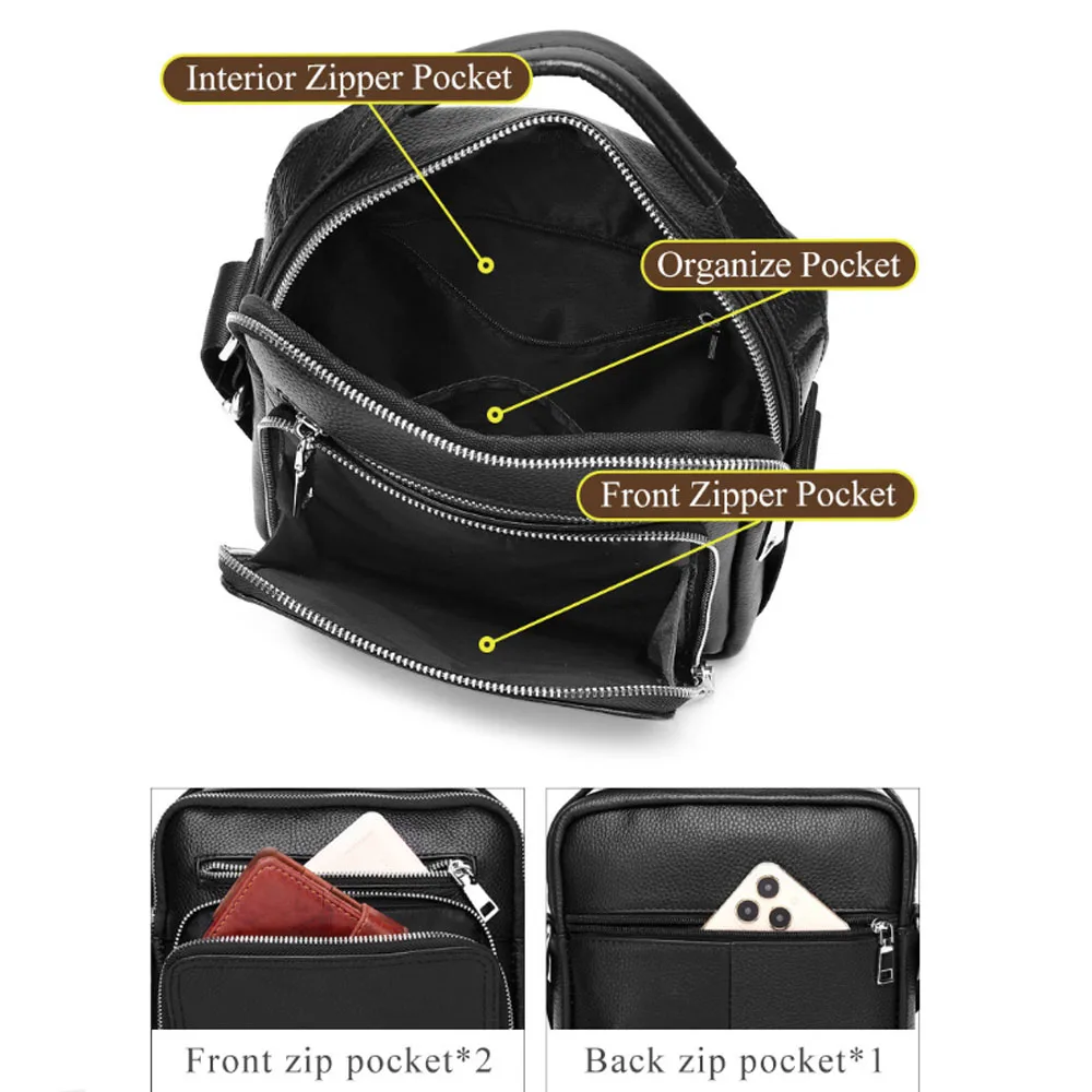 Genuine Leather Messenger Bag for Men Vintage Shoulder Crossbody Bags for Work Business Travel Tote Handbags