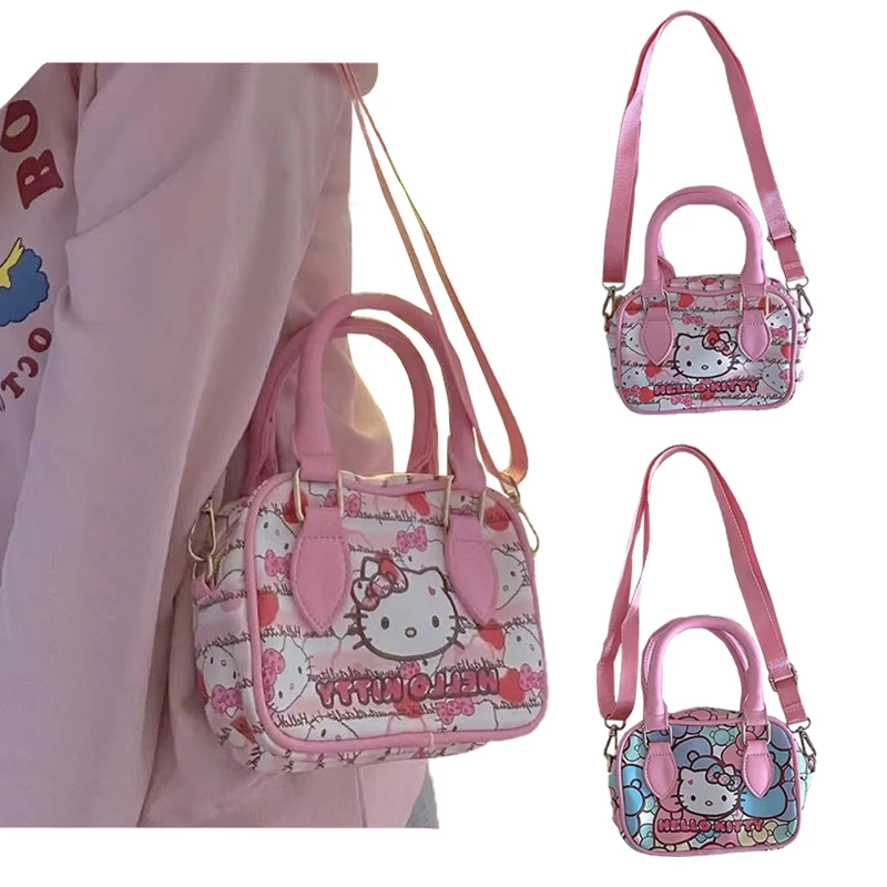

Kawaii аниме Hello Kitty серия Сумочка милая мультяшная Pu Сумка на одно плечо для девушки Студенческая сумка-мессенджер сумка через плечо для девуш...