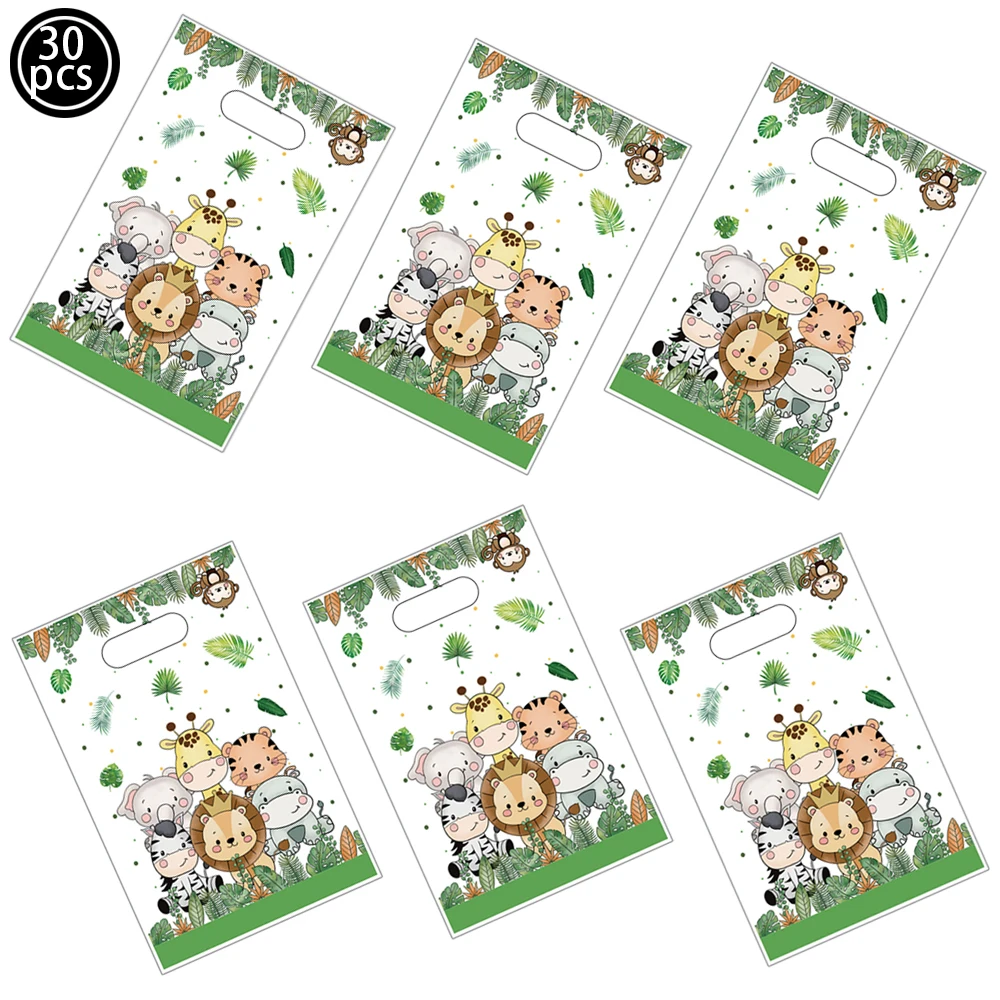 

Jungle Animal theme gift bags candy bag Baby shower birthday packing bags Kids jungle safari Birthday Party supplies favors bags