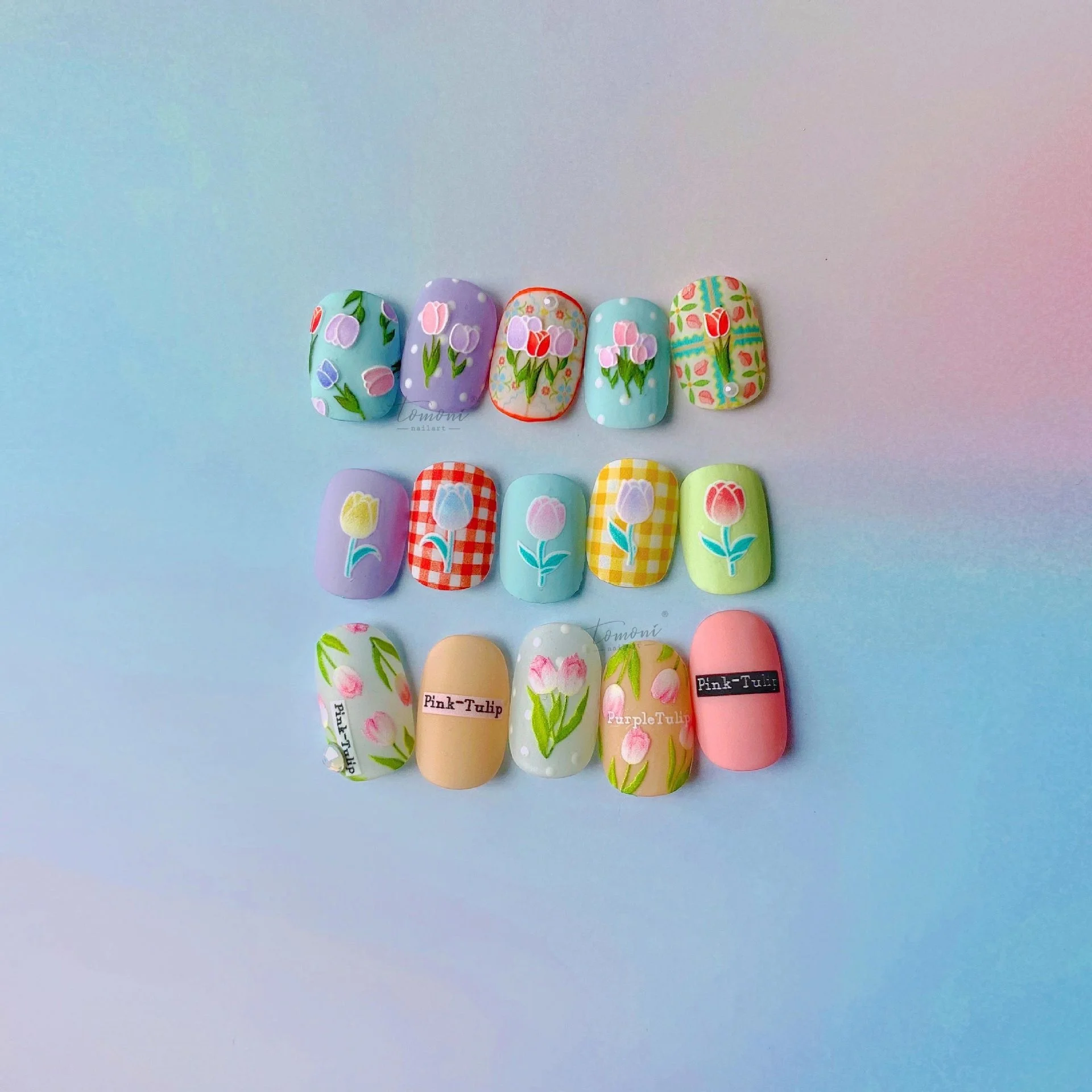 

Toni thin tough 1506 hot back glue cute nail sticker 5D nail sticker tulip