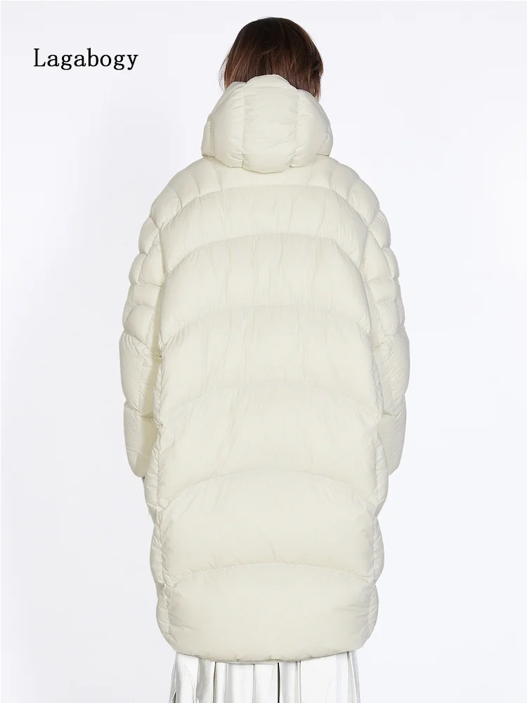 New Winter Hooded Long Parkas Women 2023 Fashion Zipper 90% White Duck Down Jacket Female Oversize Thick Warm Snow Coat