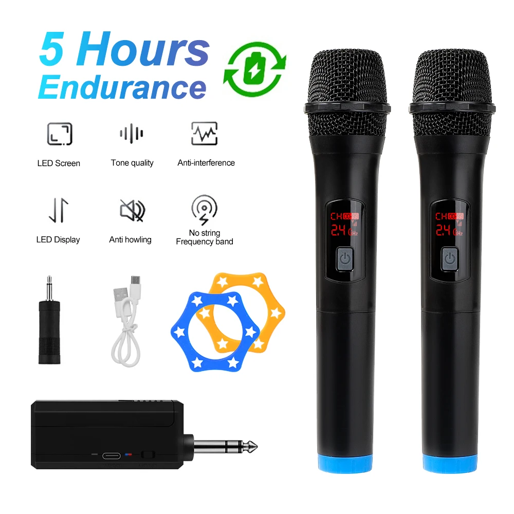 Беспроводной микрофон 2 канала UHF фиксированная частота ручной всенаправленный