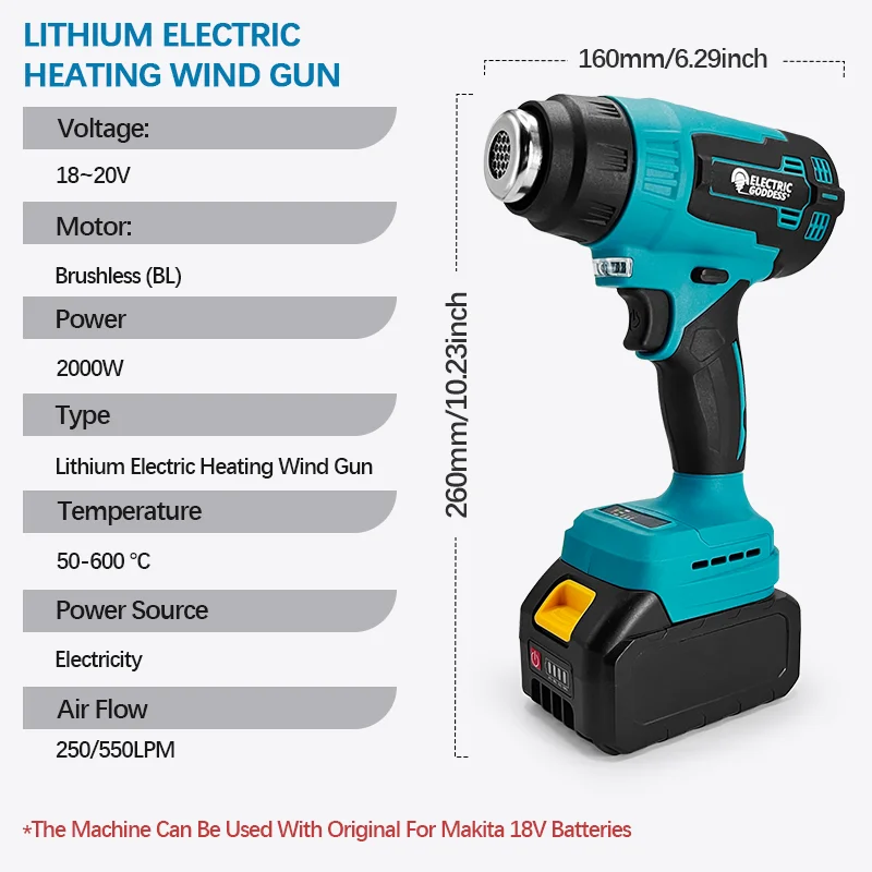 Беспроводная тепловая пушка EGOD 2000 Вт многофункциональный ручной нагревательный