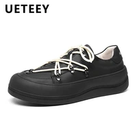 2022 new boots mens spring ins tide shoes thick bottom comfy black ugly cute leather shoes lace up original couple sneakers