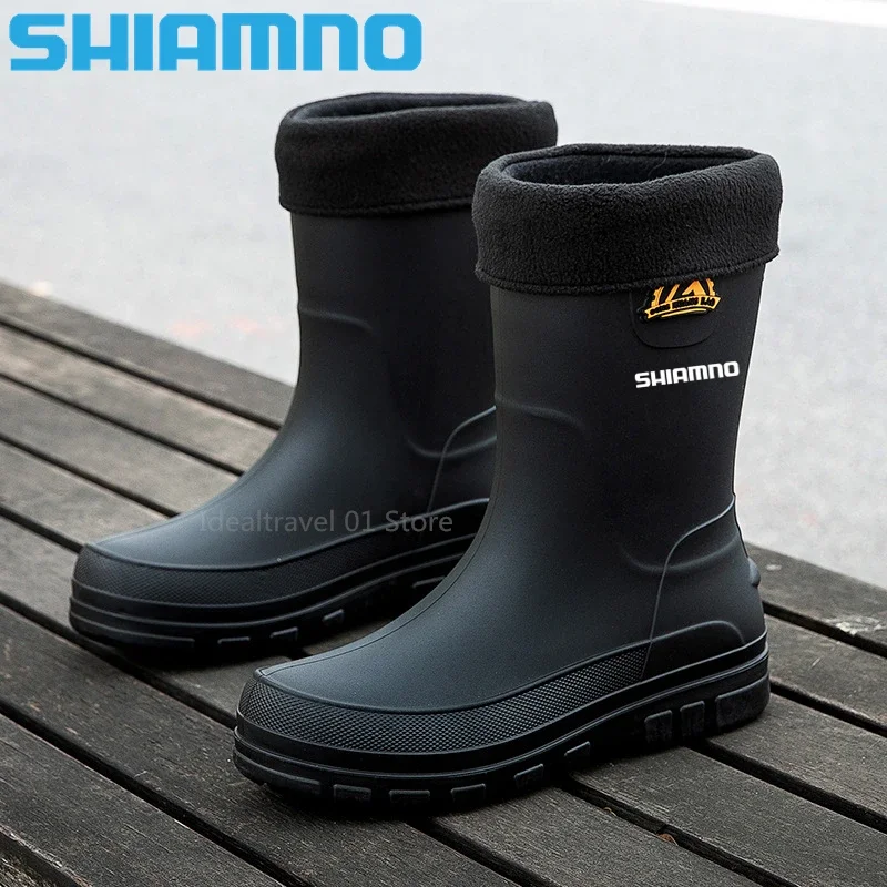

Mens Mid Calf Boots Waterproof Rubber Shoes for Fishing Husband Work and Safety Galoshes Male Rain Boots Non Slip Water Footwear