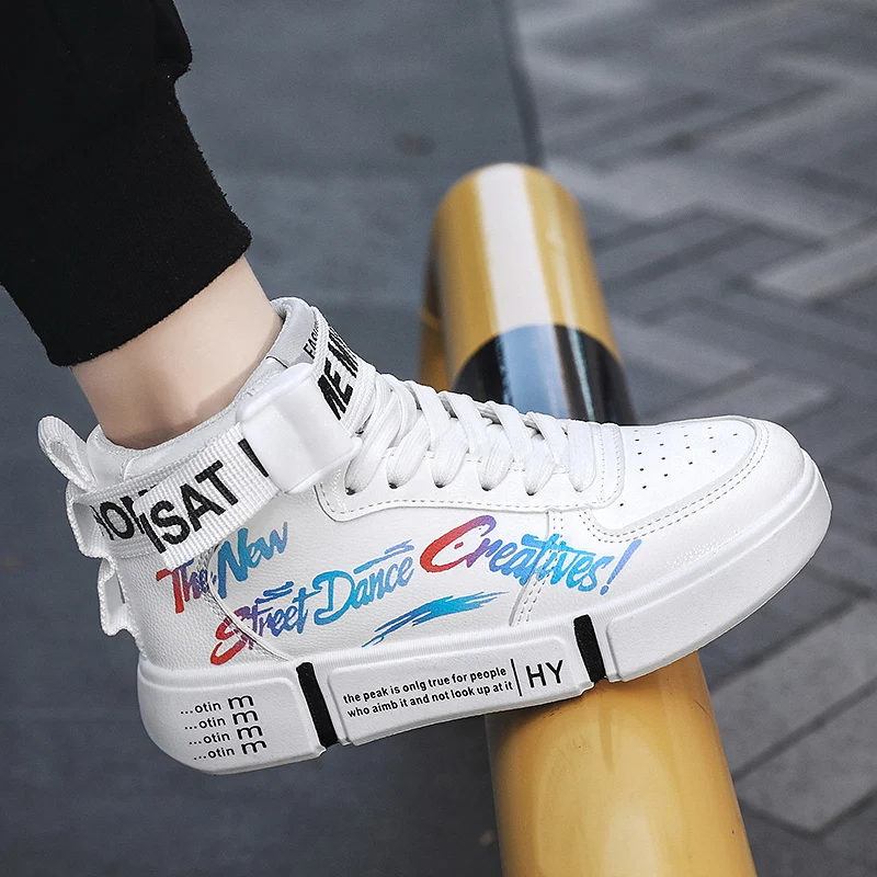 Brand Kids Casual Sneakers Children High-tops Sneakers Trendy Boys Basketball Sports Tennis Shoes Leather Non-Slip Footwear