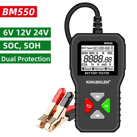 KINGBOLEN тестер автомобильного аккумулятора BM550 6 В 12 В 24 В 100-2000CCA 2 Ач-220 Ач система обнаружения аккумулятора автоматический анализатор аккумулятора инструмент для автомобильного аккумулятора