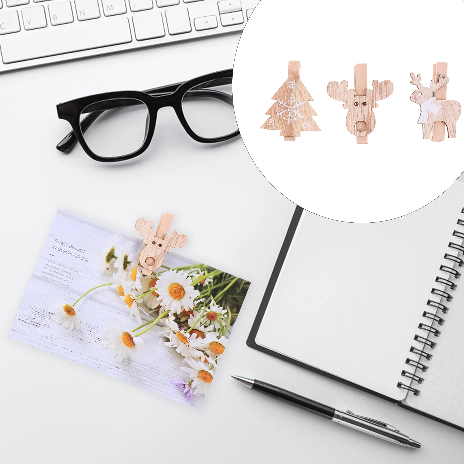 

Christmas Decoration Wooden Clip Hanging Photo Clamps Display Clothespins Note Holder DIY Xmas Ornament Memo Wall Clips Mini