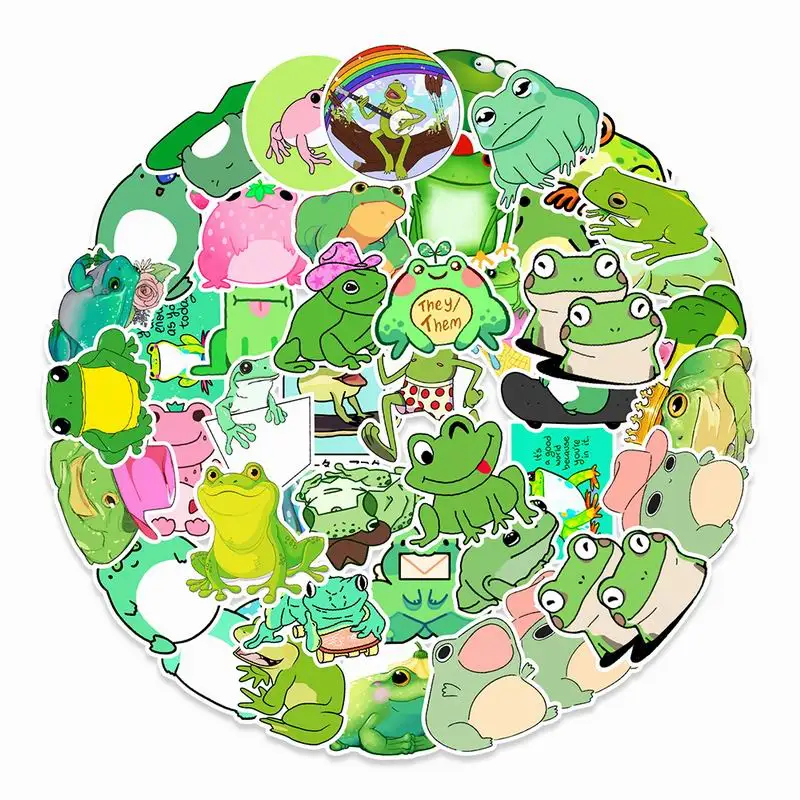 

50pcs Car Personality Sticker Cute Little Frog Skateboard New Theme Graffiti Stickers Auto Motorcycle Body Graffiti Sticker