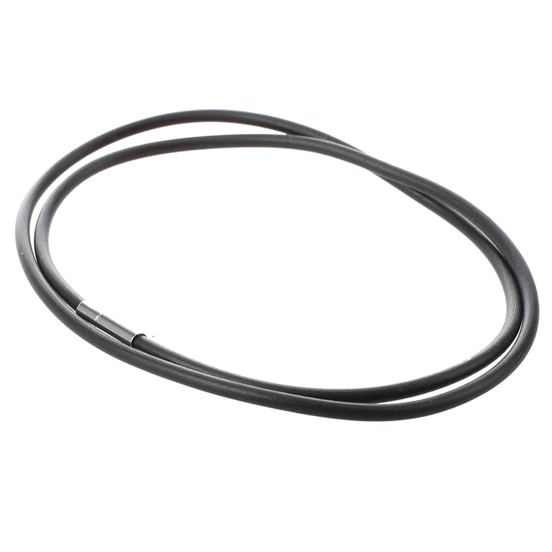 

3mm Black Rubber Cord Necklace with Stainless Steel Closure - 24 Inch