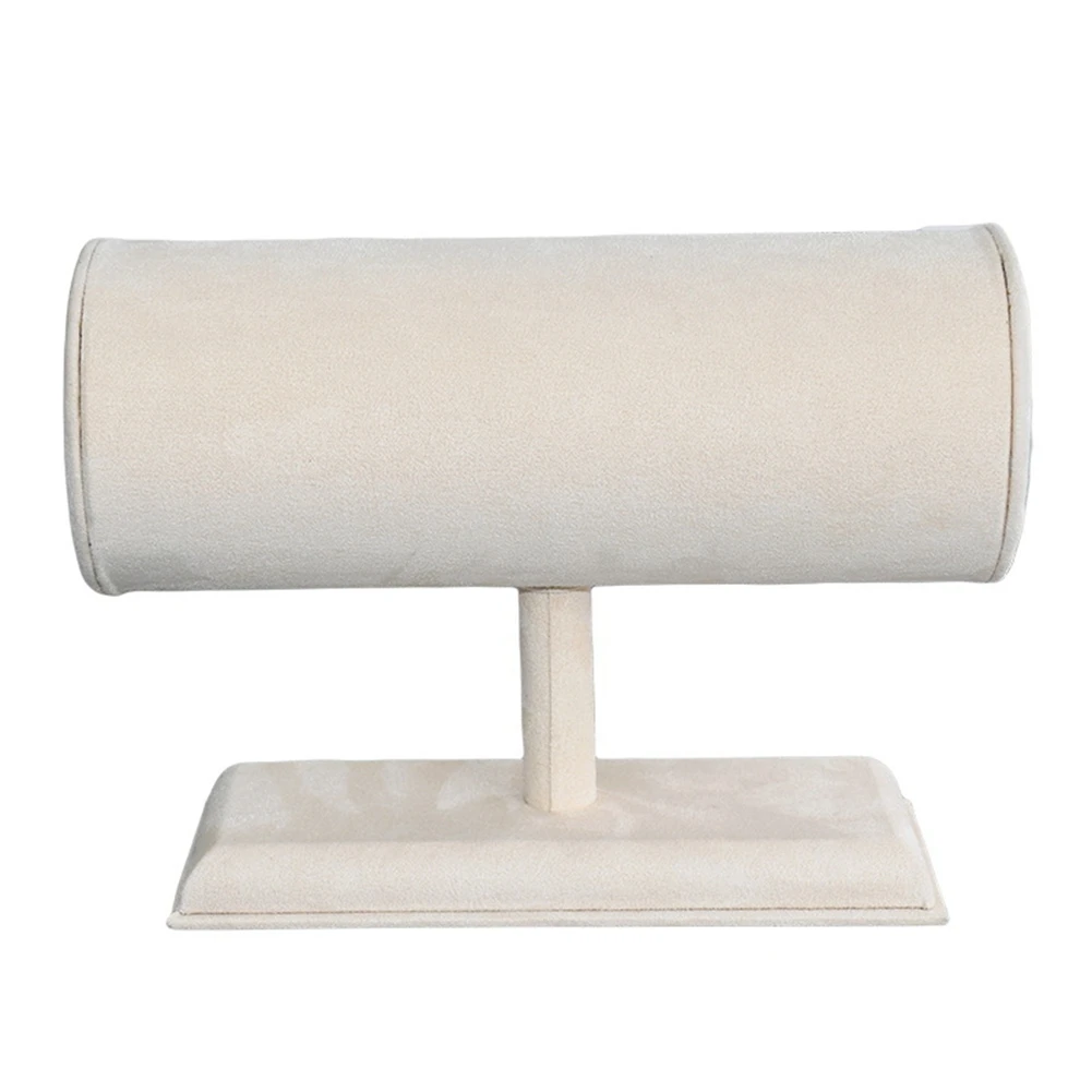 

Velvet Bracelet Chain Watch T-Bar Rack Jewelry Hard Display Stand Holder Jewelry Organizer Hard Display Stand Beige