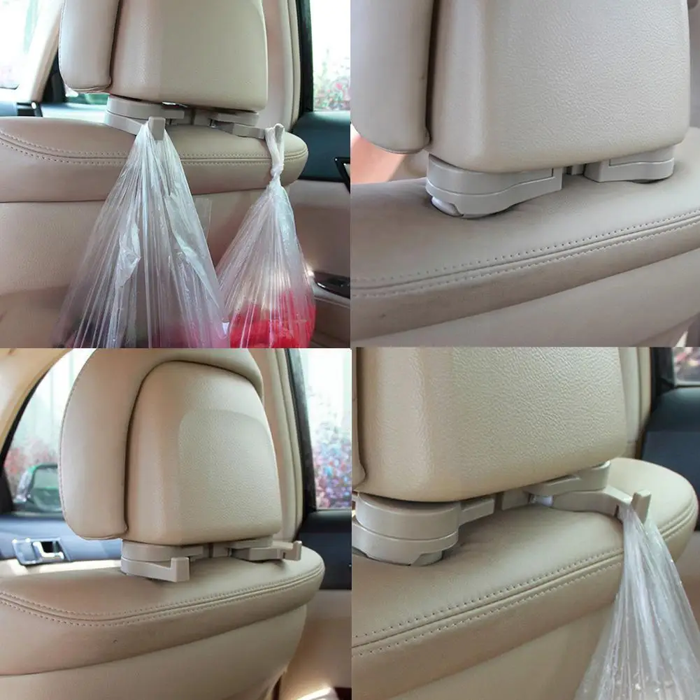 

Car Headrest Hooks Unique Design Hidden Back Universal Interior Purse Double Holder Bag Storage Portable Hanger C K9v6