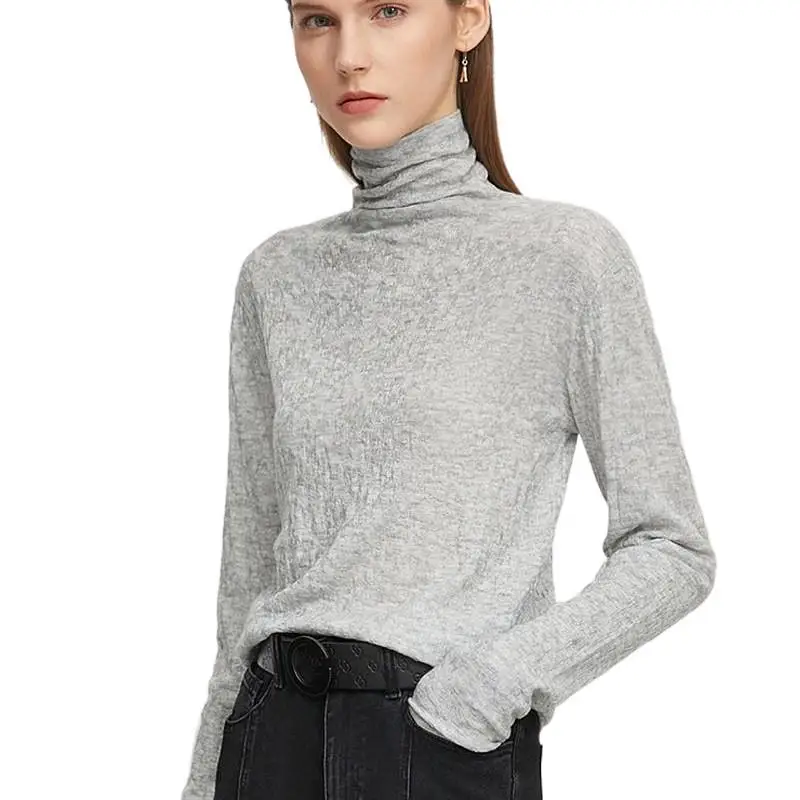 

Minimalism Women Turtleneck Solid Knitted Sweaters Autumn Fashion Elegant Warm Pullover Ladies Winter High-end Temperament Tops