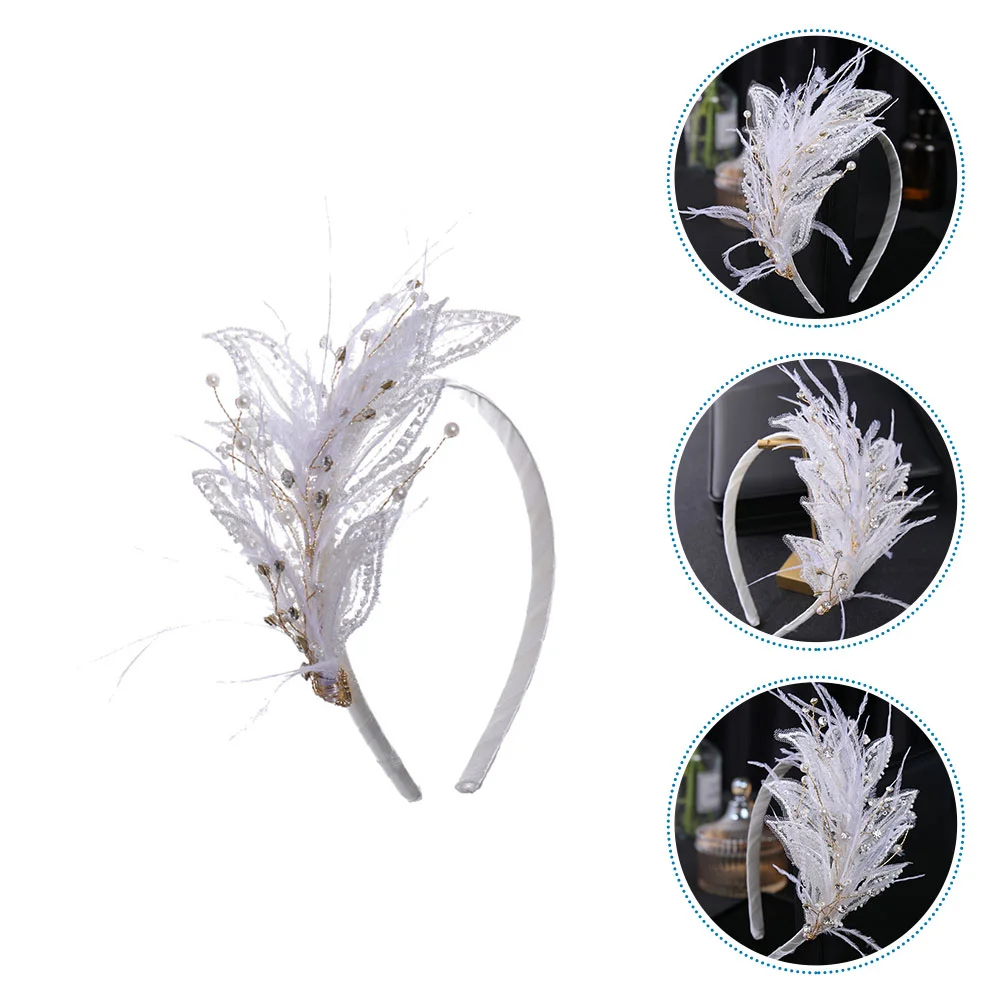 

Plume Hairband Headband Photo Prop Hairband for Bride Bridesmaid White