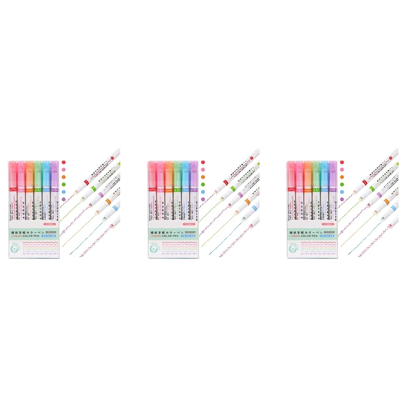 

18 Piece Curve Highlighter Set With 6 Different Curve Shape Tip Pens, Colorful Curve Pens, Highlighter, Various Colors