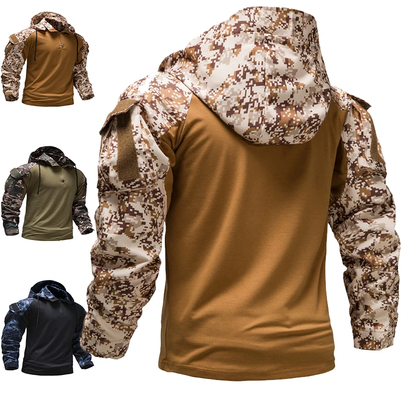 

Новинка 2023, Мужская камуфляжная Военная тактическая футболка Y2K с длинным рукавом, модная камуфляжная толстовка с капюшоном и длинными рукавами, европейская вилка