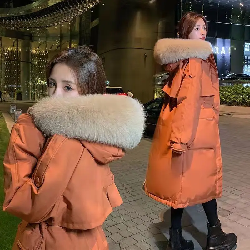 New New Women's Winter Snowwear Long Jacket Korean Style Hooded Clothing Fur Lining Warm Winter Coat Women Parka Coat  JU1482 enlarge