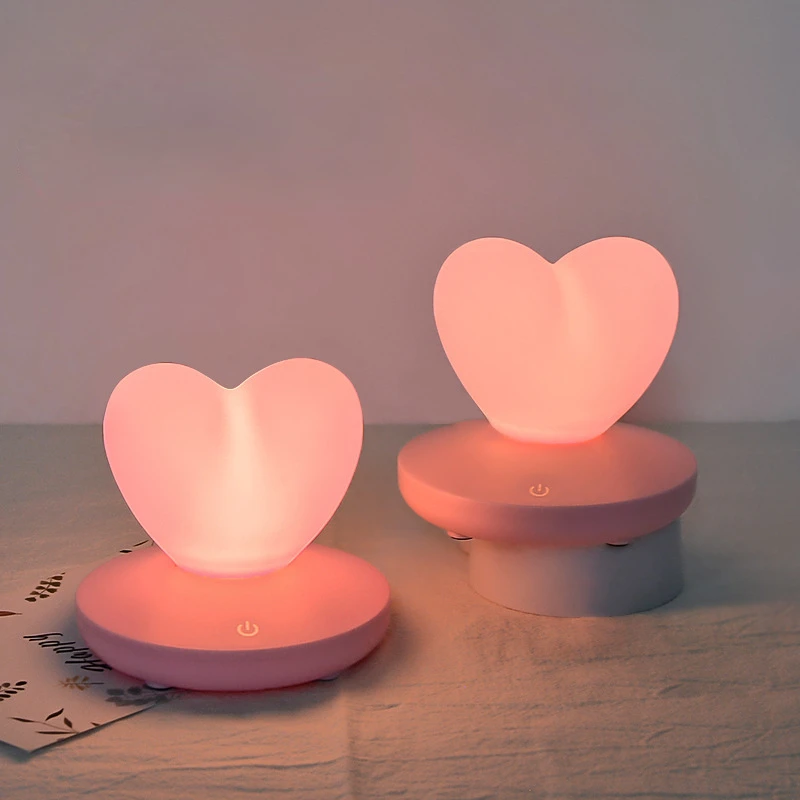 Love-Shaped Night Light Girl Bedroom Sleep Light Bedside Romantic Atmosphere Light Ins Table Lamp Soft Light Sentiment