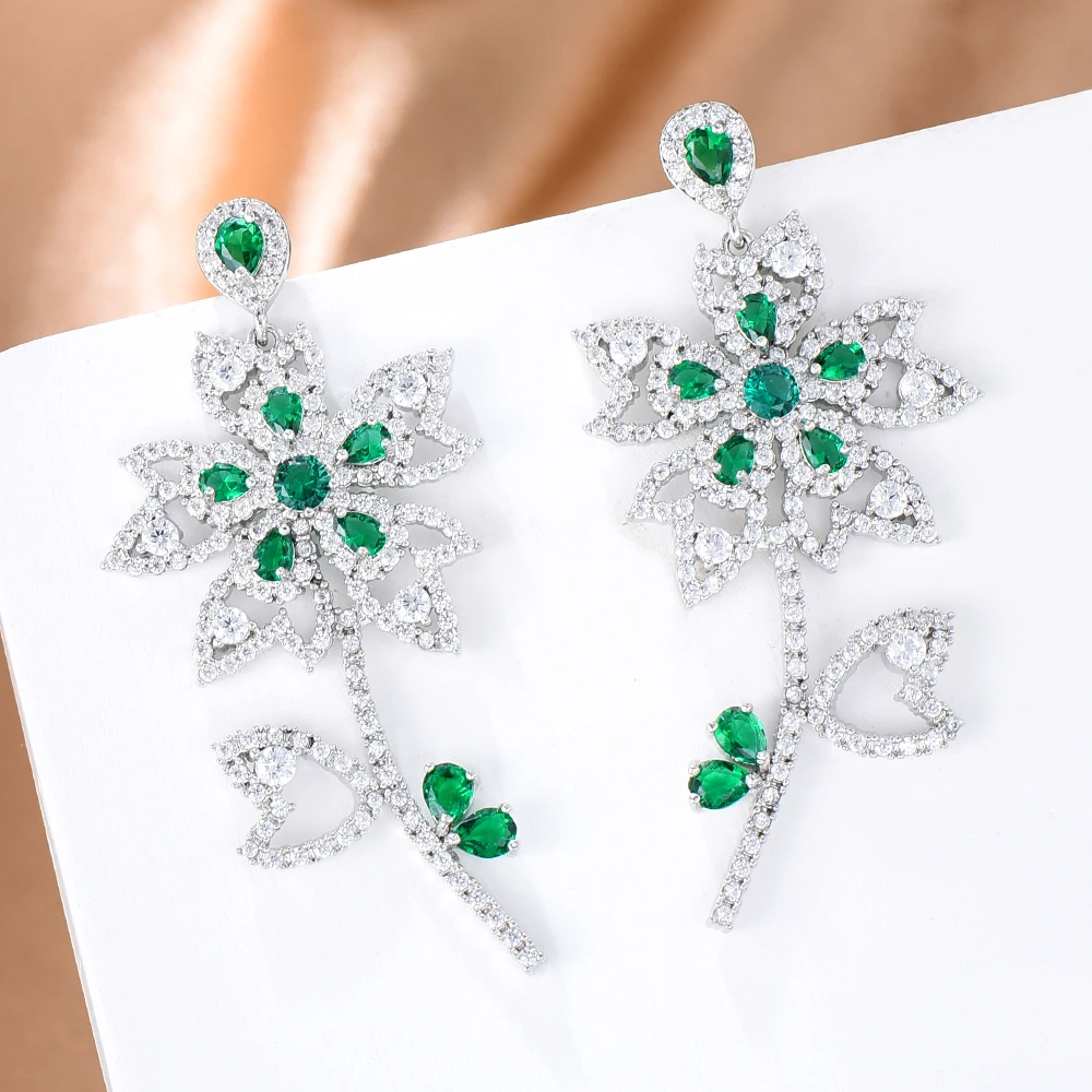

Jimbora New TrendyShiny Flowers Earrings for Women Girl Daily Bridal Wedding Party Jewelry Romantic Present Gift High Quality