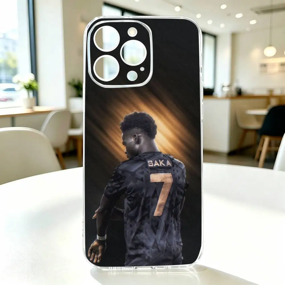 Фото Чехол для телефона Football B-Bukayo Saka 7 для iPhone 17 16 15 14 13 12 11 Mini Pro Max Plus, прозрачный №3