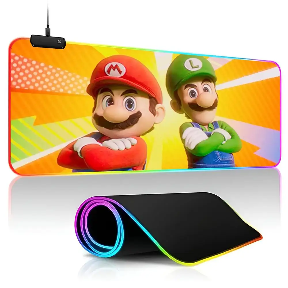 Коврик для мыши Super M-Marios с комиксами геймерский RGB настольный коврик клавиатуры