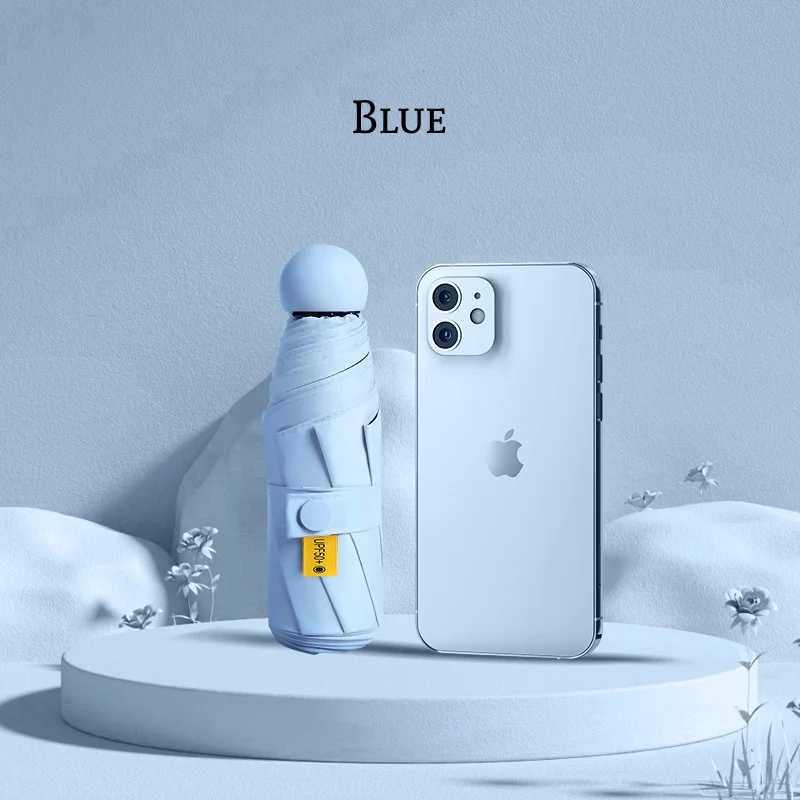 

Новинка 2025 года, 5-кратный зонт с 6 ребрами, защита от солнца, дождя и ультрафиолета, компактный мини-капсульный зонт, ветрозащитный, прочный, портативный, UPF50 +