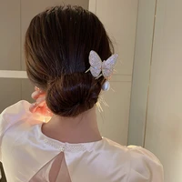 fashion crystal pearl butterfly hairpins for women metal barrette clip wedding bridal tiara hair accessories jewelry gifts