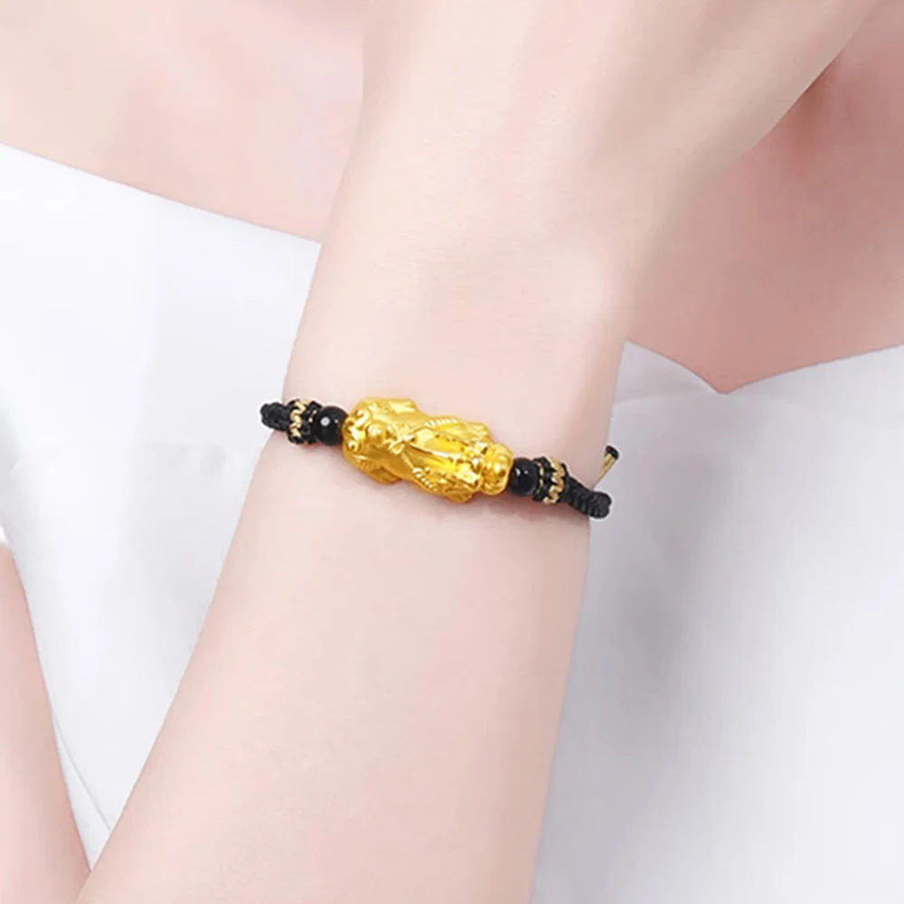 Аутентичный браслет из желтого золота 24 карата для женщин и мужчин с оплеткой 3D