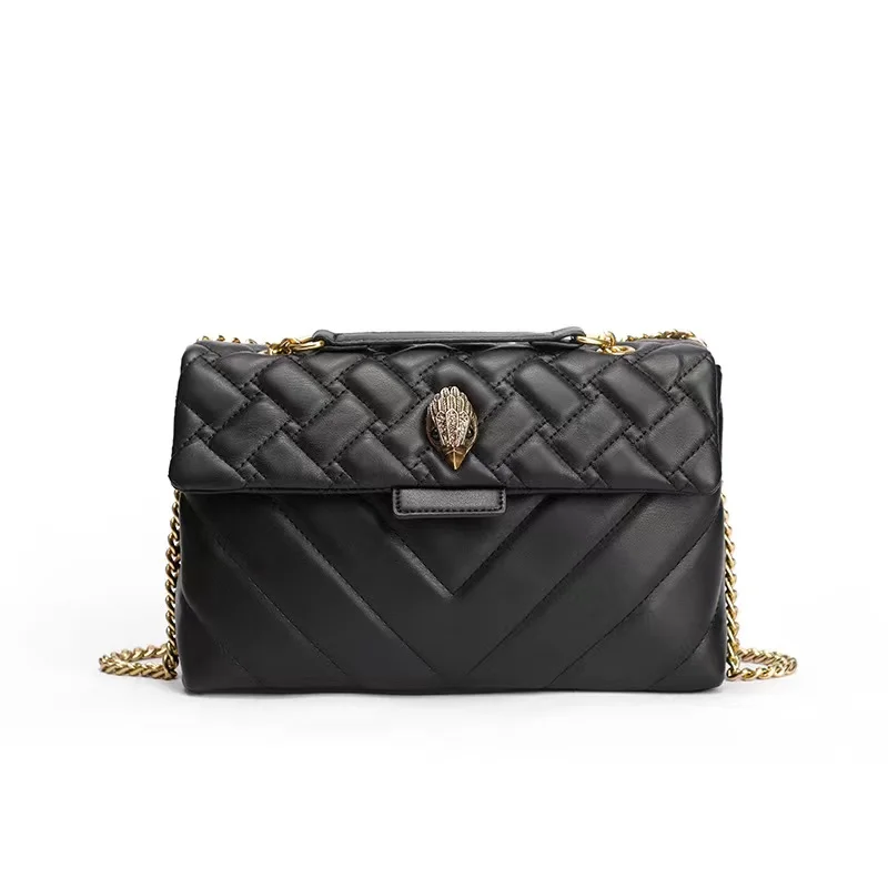 

Kurt Geiger Black Rhombus Chain Large Capacity Women's Bags Luxury Designer Handbag UK New Trendy Brand Square Shoulder Bag
