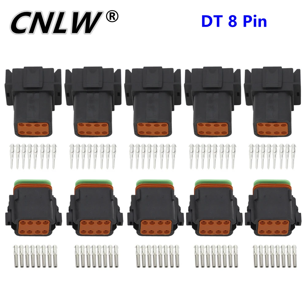 Черный, 5 комплектов, 8 контактов, Φ/21 DT, DJ3081Y-1.6-11, автомобильный водонепроницаемый провод, электрический разъем