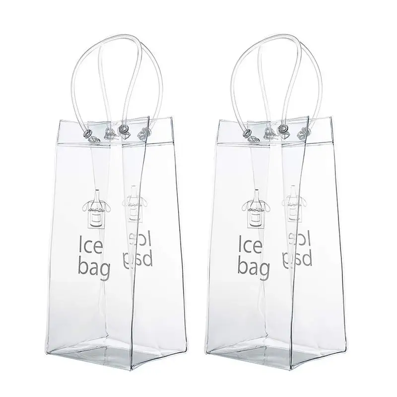 

2pcs PVC Leakproof Ice Bag Transparent Refrigerated Champagne Red Wine Bottle Whisky Portable Cooler Bag With Carry Handle