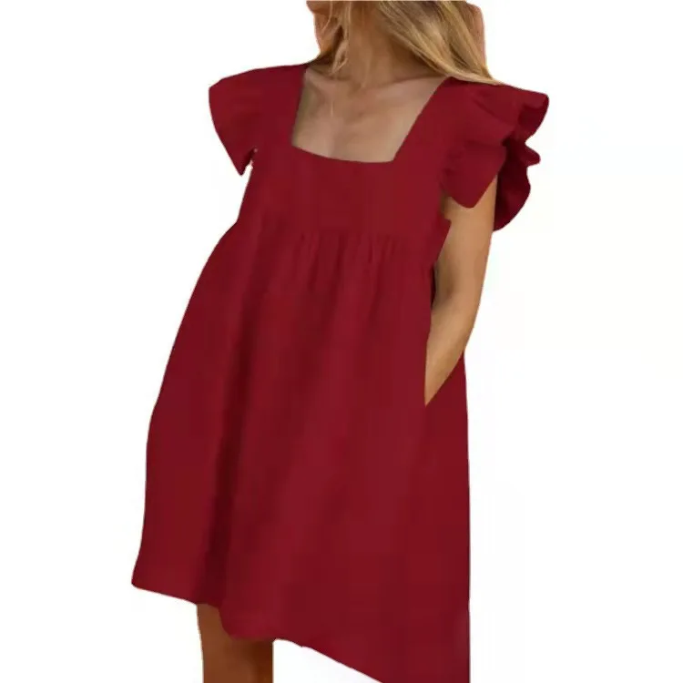 

2022 summer new casual loose solid color maternity dress Black
