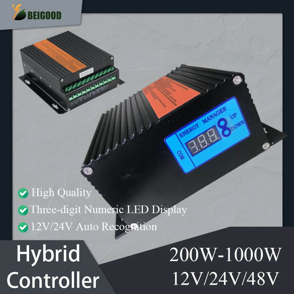 

400W 600W 800W 1000W 12V 24V 48V Waterproof Windmill Wind Turbine Generator Solar Panels Hybrid MPPT Charge Controller Regulator