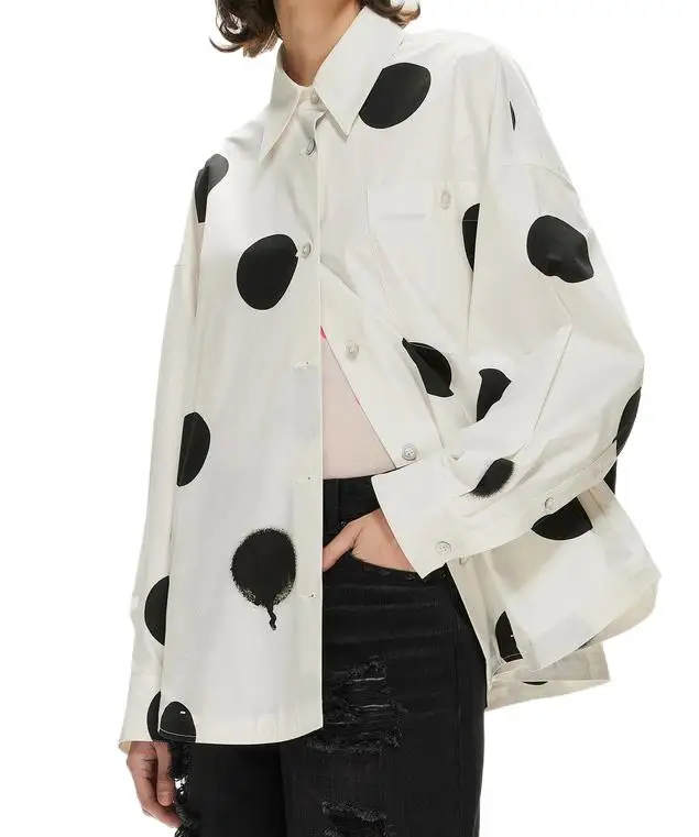 

2023 Women's Clothing Classic Polka Dot Long Sleeve Shirt 0820